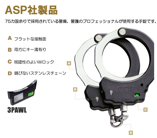 ASPスチールチェーンカフ 3 Pawl グリーン 手錠 66101